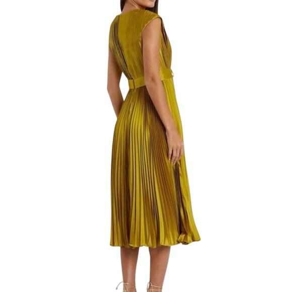 MAC DUGGAL 26483 Pleated Cap Sleeve Satin Midi Gown Size 6 New w/ Tag MSRP $338 - Picture 4 of 16